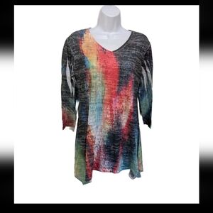 Jess & Jane Burnout Tee S Tunic Top Wearable Art Artsy Boho